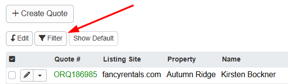You can filter your quotes by clicking on the Filter button.