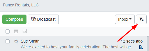 To filter Unified Inbox messages, click the upper-right filter icon.