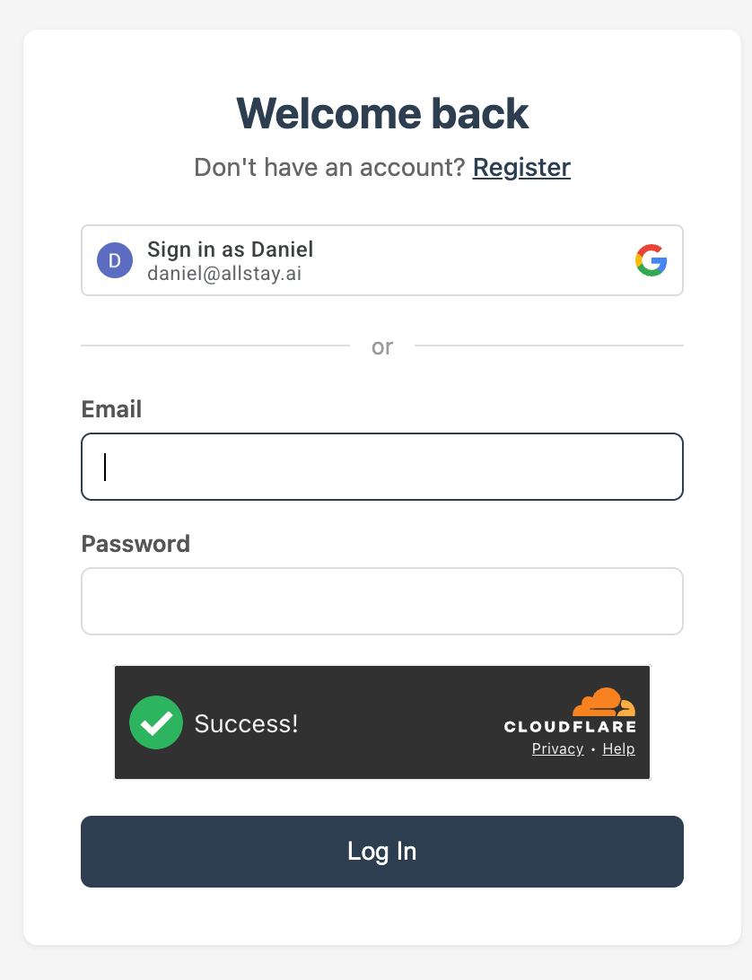 Step 1: Log in to AllStay.ai  Go to allstay.ai and log in to your account. If you don't have an account, create one first.