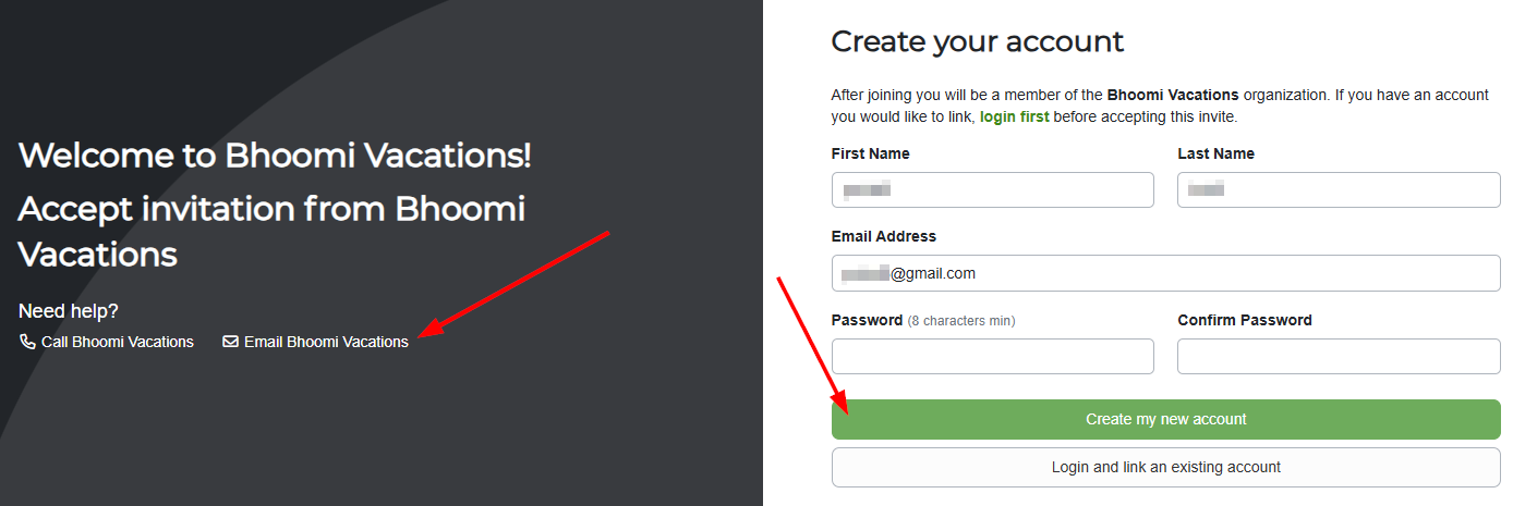 Portal User Invitation Acceptance Example