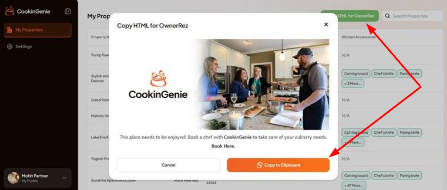 Click the “Copy HTML for OwnerRez” button located at the top of the screen.
