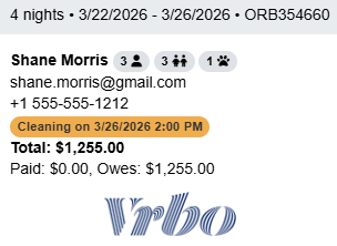 Here is how cleaning dates and times are displayed in the pop-up in Ribbon View.
