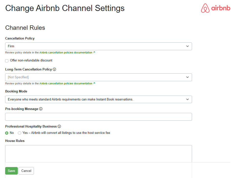 See Airbnb's&nbsp;Cancellation policies for your home&nbsp;help article. During the channel integration process, you should configure settings (e.g., Cancellation Policies) specific to Airbnb so OwnerRez knows what to send to them.