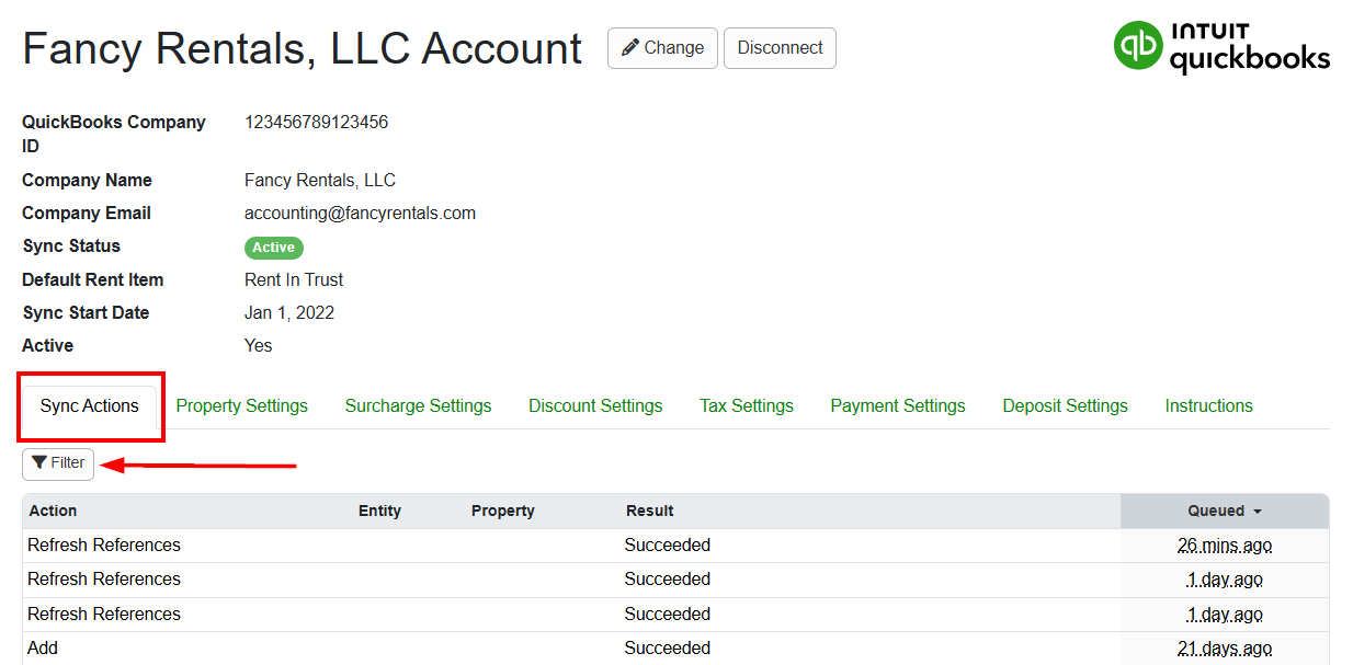 Check out this new QuickBooks Sync Actions tab Filter by navigating to your QuickBooks (Settings > Financial > QuickBooks).