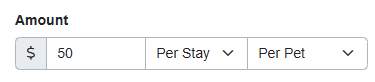 Follow the instructions in our Pet Fee support article, with this configuration in the Amount section.