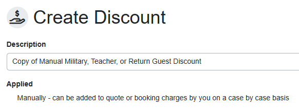 Your copied discount or surcharge Description field will include a 