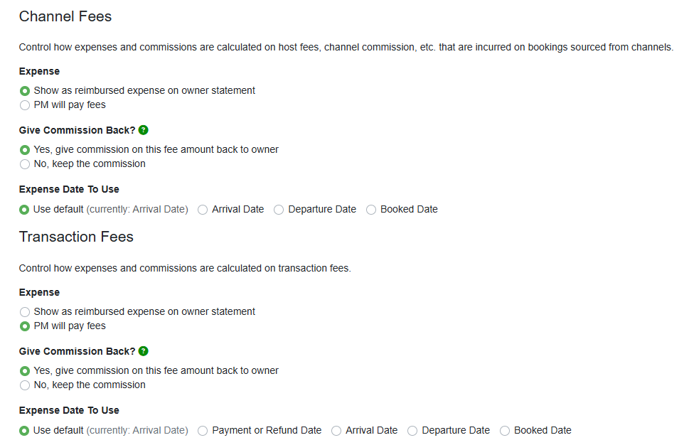 Here are the default settings. Pay close attention to the Channel and Transaction Fee sections, especially the sections on who will pay for the expenses and whether you will 