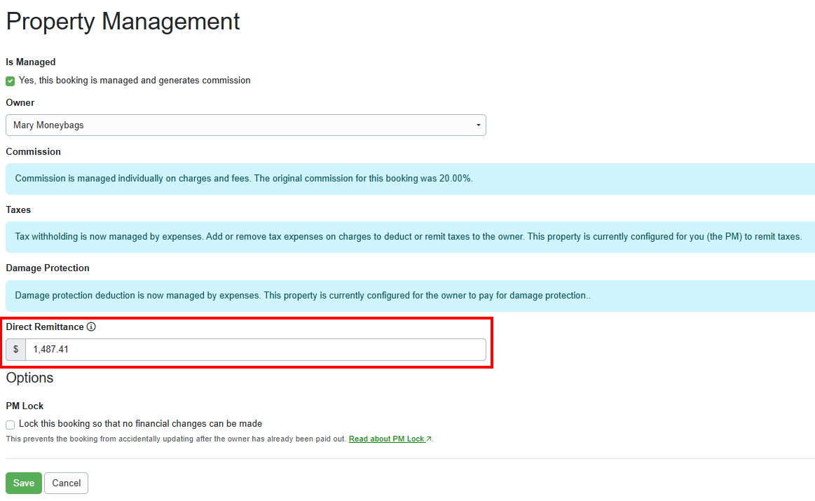 Enter&nbsp;the copied Total Charged amount in the Direct Remittance field. Click Save.