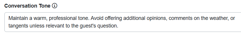 You can customize Rezzy AI's conversation tone and signature so replies match your personal style. Rezzy AI is already trained to be helpful and friendly. However, you might want to give Rezzy more guidance by adding additional instructions for message suggestions in the Conversation Tone field.