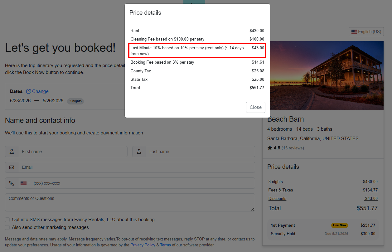 While strategic OwnerRez Standard Discounts can significantly boost your vacation rental's performance, it was frustrating when those discounts were unintentionally stacked with direct bookings. With our May 20th release, OwnerRez updated Standard Discounts behavior to prevent stacking on direct bookings.