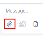 At the bottom, you attach a file (or multiple files) by clicking on the paperclip attachment icon or select a template for your guest message.
