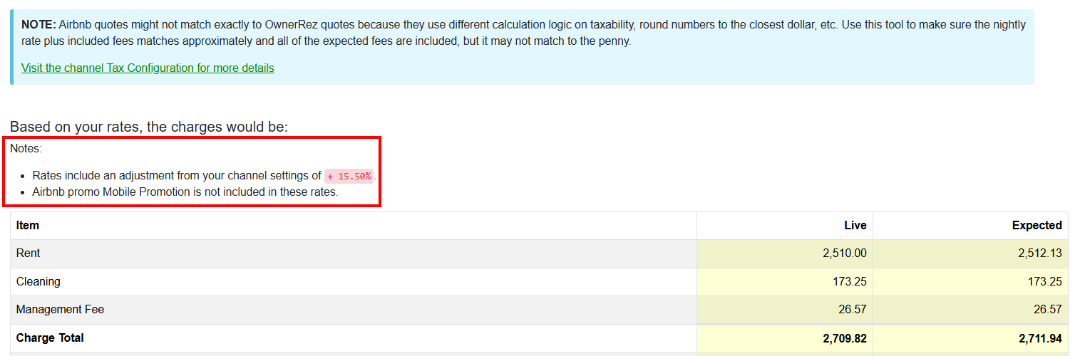 We added a Notes section in the Channel Rate Tester to detail which Airbnb rate adjustments or discounts are not included in the Channel Rate Tester, to remind hosts of the possibility of discrepancies, with our July 1st release.