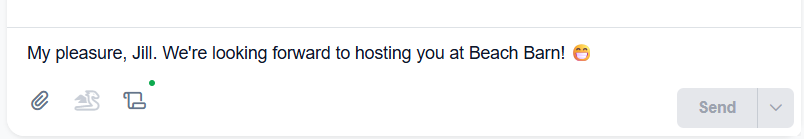 When you select your snippet, it becomes part of the message to send to your guest.