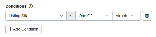 Follow the instructions in the Rate Adjustment Fee support article and add the Condition of Listing Site is > One Of > Airbnb.