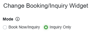 Set your Book Now widgets to inquiry only mode so they don't actually allow a book now. The guest will submit an inquiry and can only book once the owner responds with a quote. This allows you to correspond with the guest and ensure they're qualified first. Navigate to your Hosted website (Settings > My website > Hosted Websites > your Hosted Website > Book Now webpage >&nbsp; Booking/Inquiry Widget > Change Settings > Mode) and select Inquiry Only.