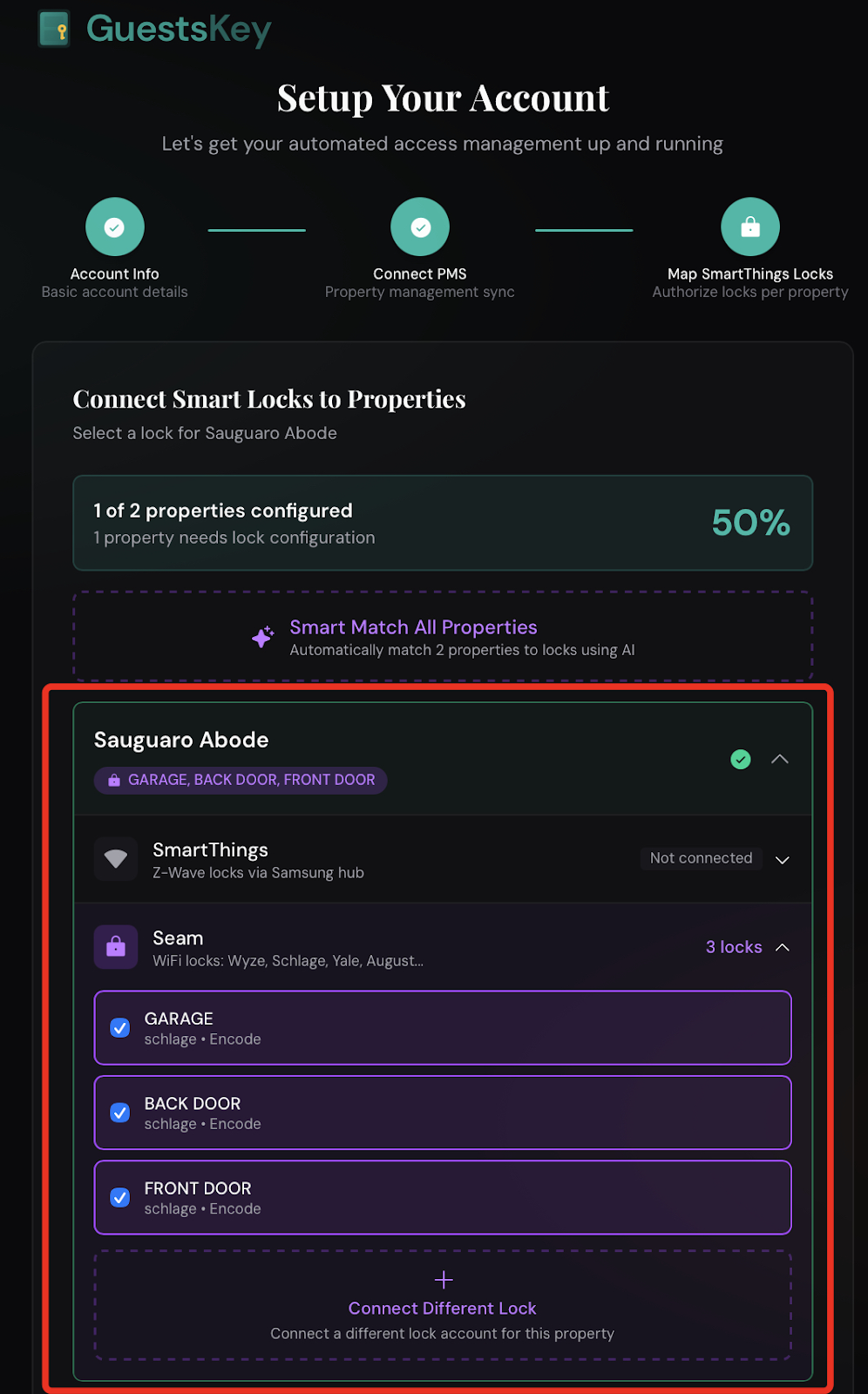 Once redirected, validate locks are connected to the correct property.