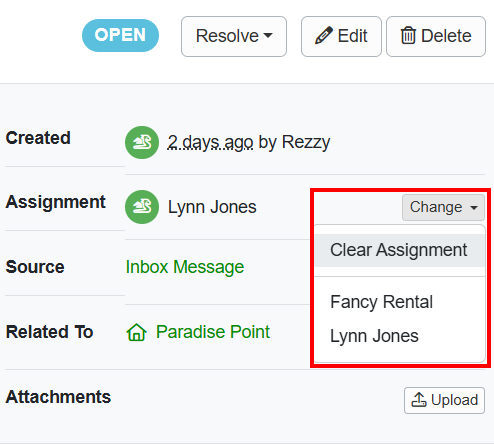 To clear assignments within individual tasks, select Clear Assignment from the Assignment Change dropdown list.