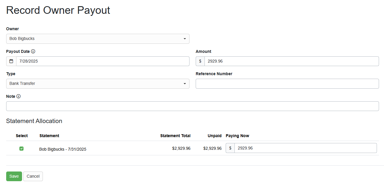 In the Type dropdown list, you can select from Bank Transfer, Cash, or Paper Check. Notice that the 