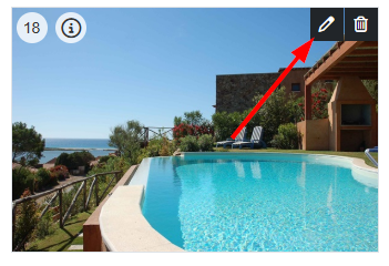 Users can add photo captions at the time of upload or edit individual image details by clicking on the pen/pencil icon.