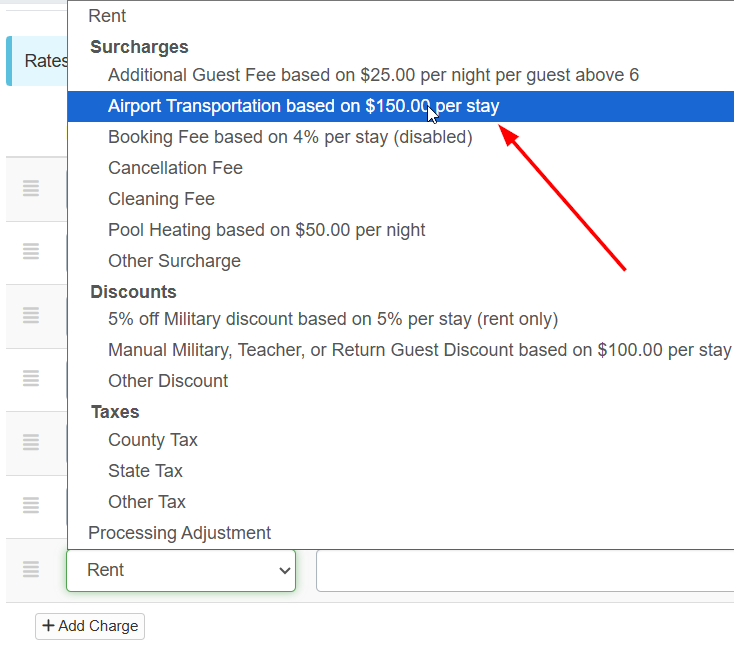 Select your previously configured manual surcharge from the Item dropdown list.