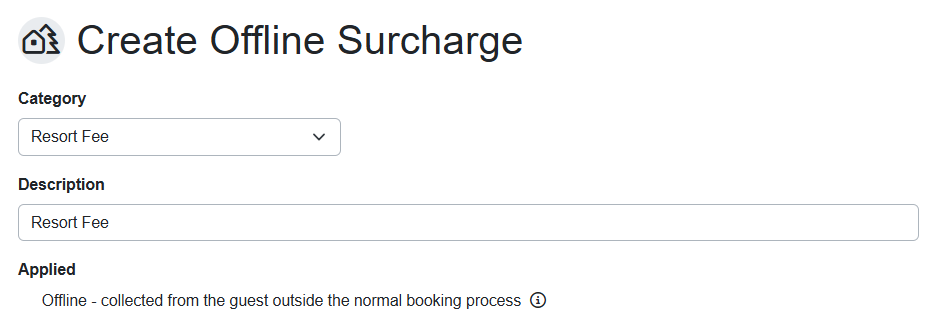 Select a category for your Offline Surcharge from the Category dropdown list and, if desired, edit the Description field.
