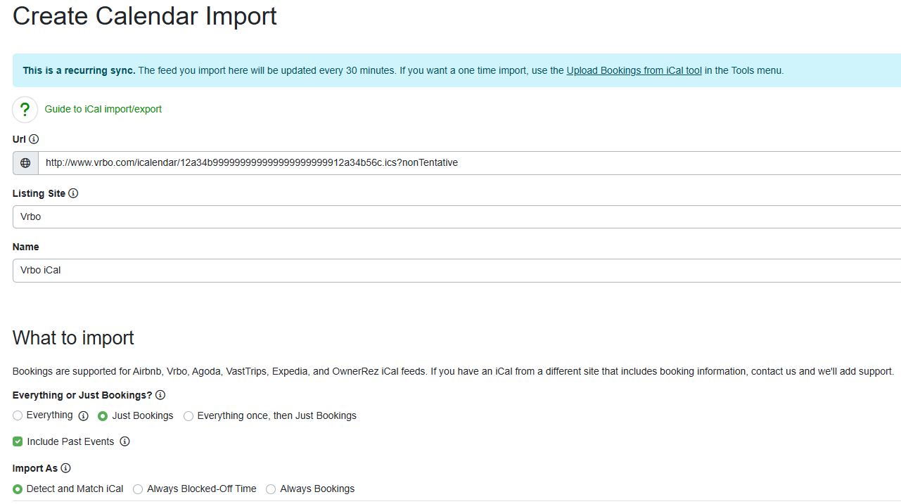 If this is the first time you are importing this calendar, check the 