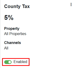 Enable or disable existing taxes by toggling the lower Enabled/Disabled setting on or off.