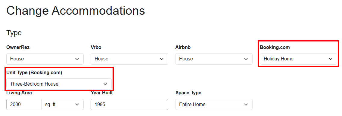 Be sure that you have selected an Accommodations Type and Unit Type for your property by navigating to Properties > your specific Property > Listing Content > Accommodations > Unit Type (Booking.com).