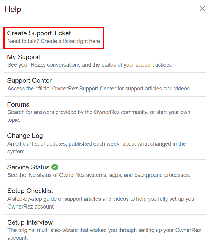 Select Create Support Ticket from the Help menu.