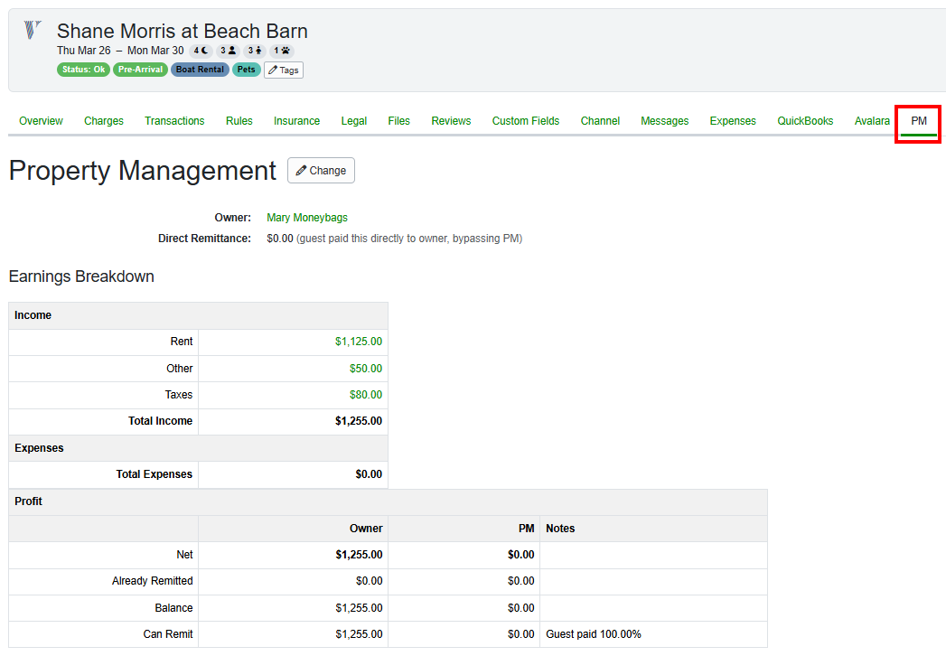 Once you have enabled the&nbsp;Property Management Upgrade, future bookings will include improved and detailed side-by-side Owner/PM information. You can check that out by navigating to a new booking in the future and the PM tab.