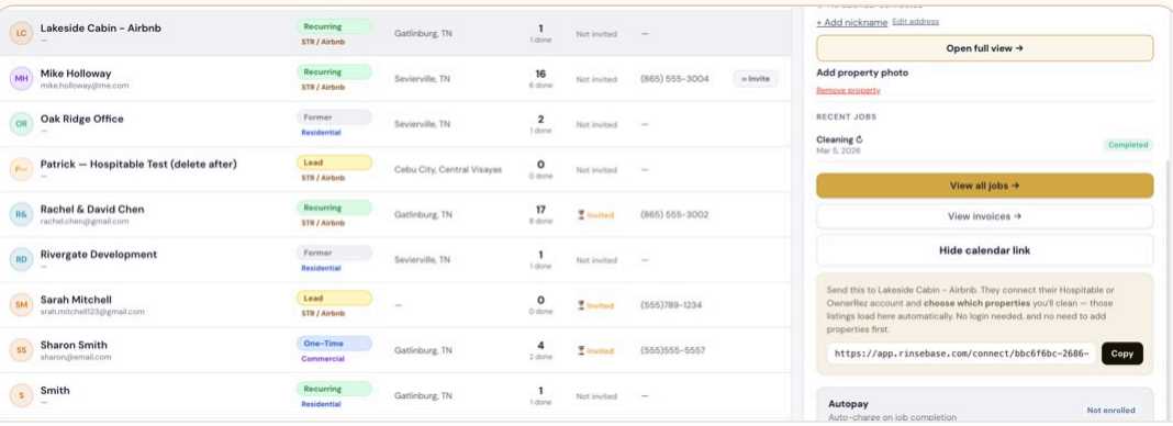 1. Your cleaning company sends you an invitation from Rinsebase.  From their Rinsebase account, your cleaning company adds you as a client and sends a &ldquo;Connect your calendar&rdquo; invite via email or link.