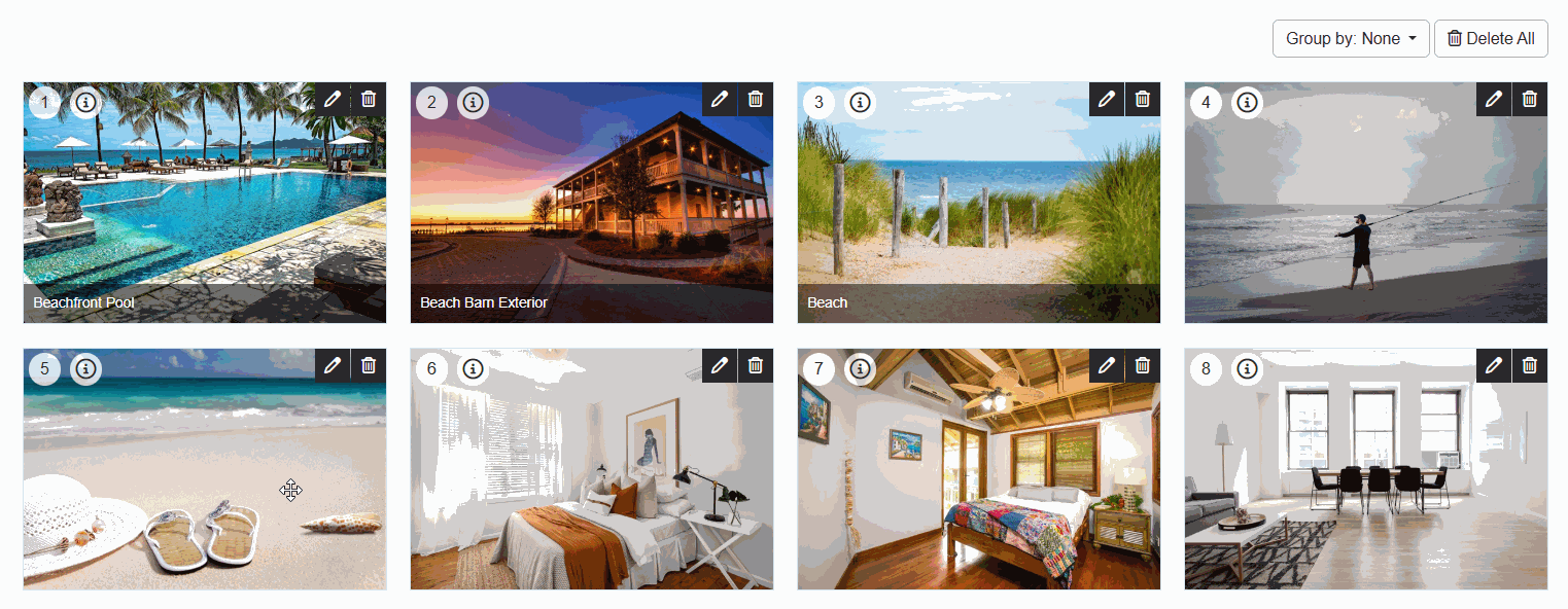 After adding your photos, you can drag and drop them to reorder them, and your changes are automatically saved.