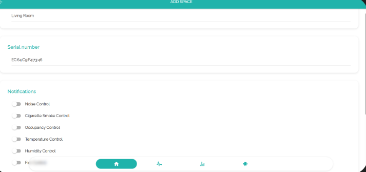 On the platform, go to the space created in step 03, then select &ldquo;Add a device in this sublevel.&rdquo; Give the device a name, paste the serial number you copied earlier, and click &ldquo;Search device in the system.&rdquo; The platform will perform security checks and, if everything is correct, display the available notifications you can enable or disable. Click &ldquo;Add device&rdquo; to complete the process. The device will then appear assigned to the chosen space.
