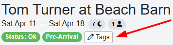 Add tags to this specific Booking Overview section, and click on the Tags button.