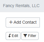 Add a new Vendor contact by navigating to the left Contacts menu, and clicking the + Add Contact button.