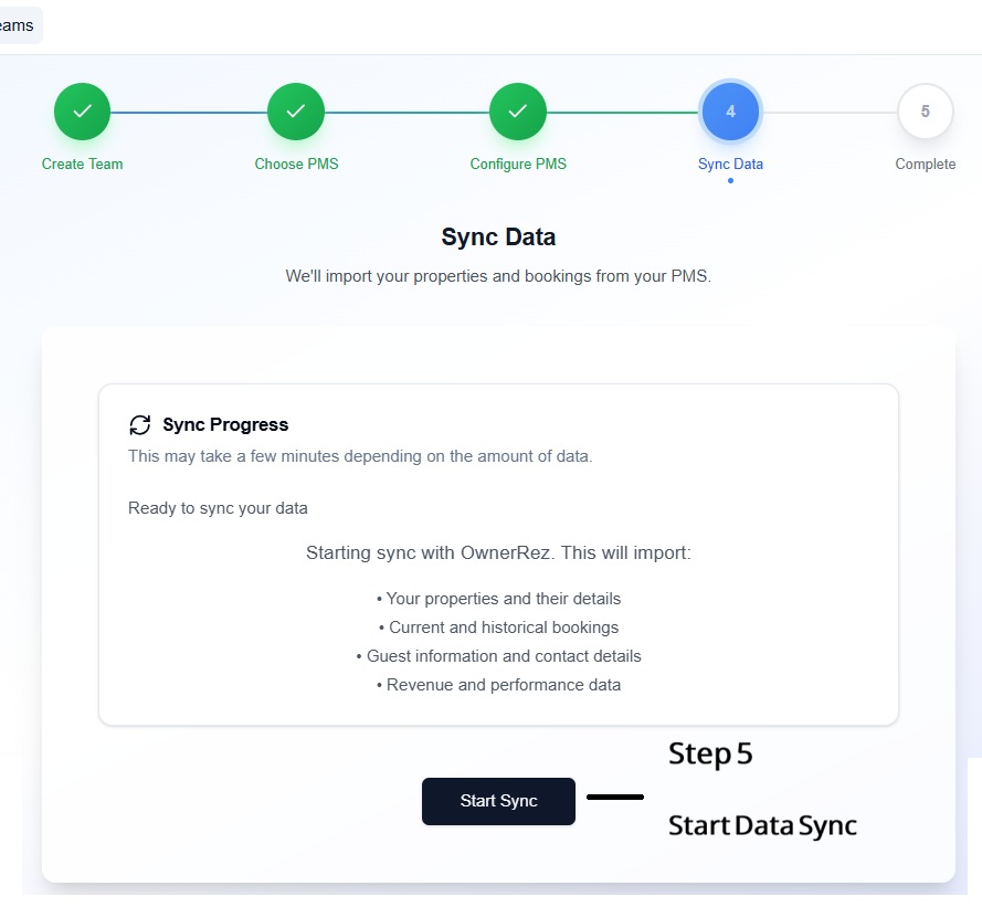 Start the data sync.