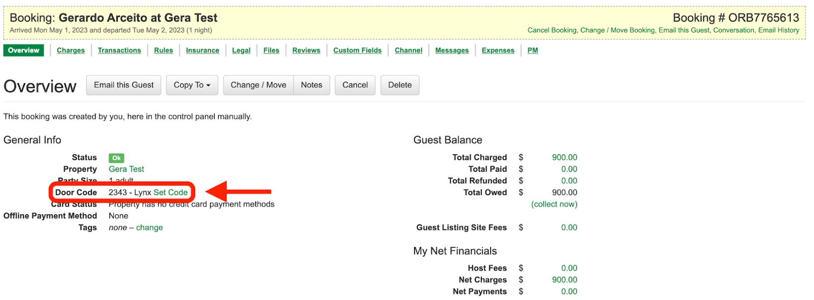 Once the property/properties are linked, you will see the generated access codes inside OwnerRez.