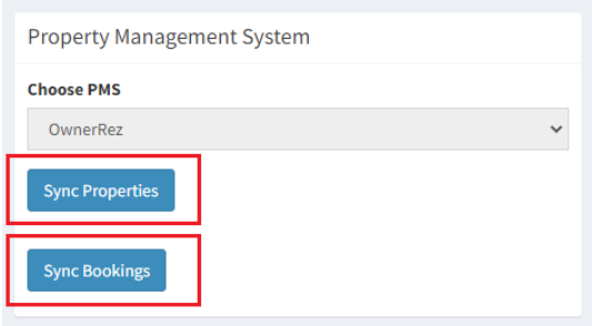 Click the Sync Properties button, followed by clicking the Sync Bookings button.