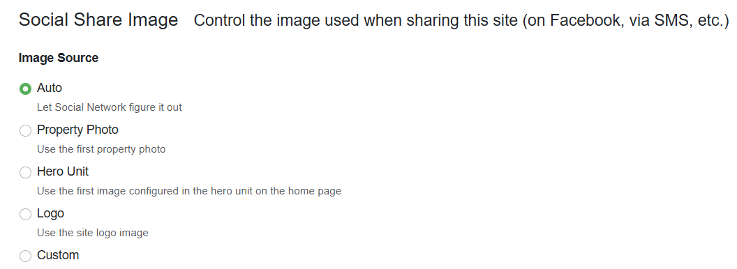 You can adjust your Social Share Image by navigating to Settings > My Website > Hosted Websites > your Hosted Website > Change Settings > Social Share Image.