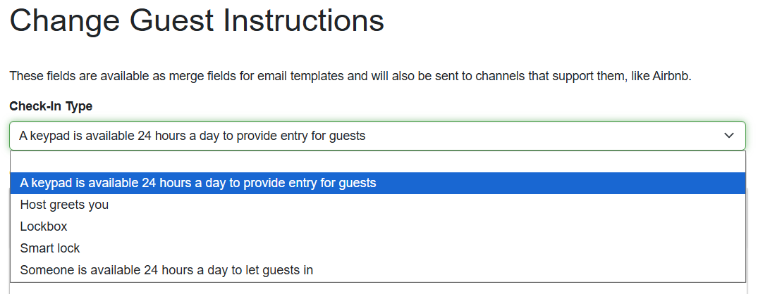 Select the Check-in Type from the dropdown list.