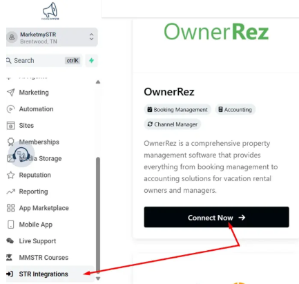 2.&nbsp;Navigate to STR Integrations.&nbsp;On the left sidebar, find and click 