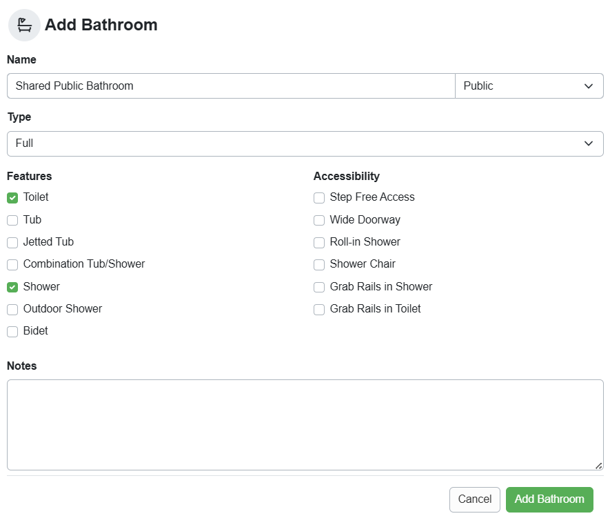 Vrbo Campsite Bathroom Example