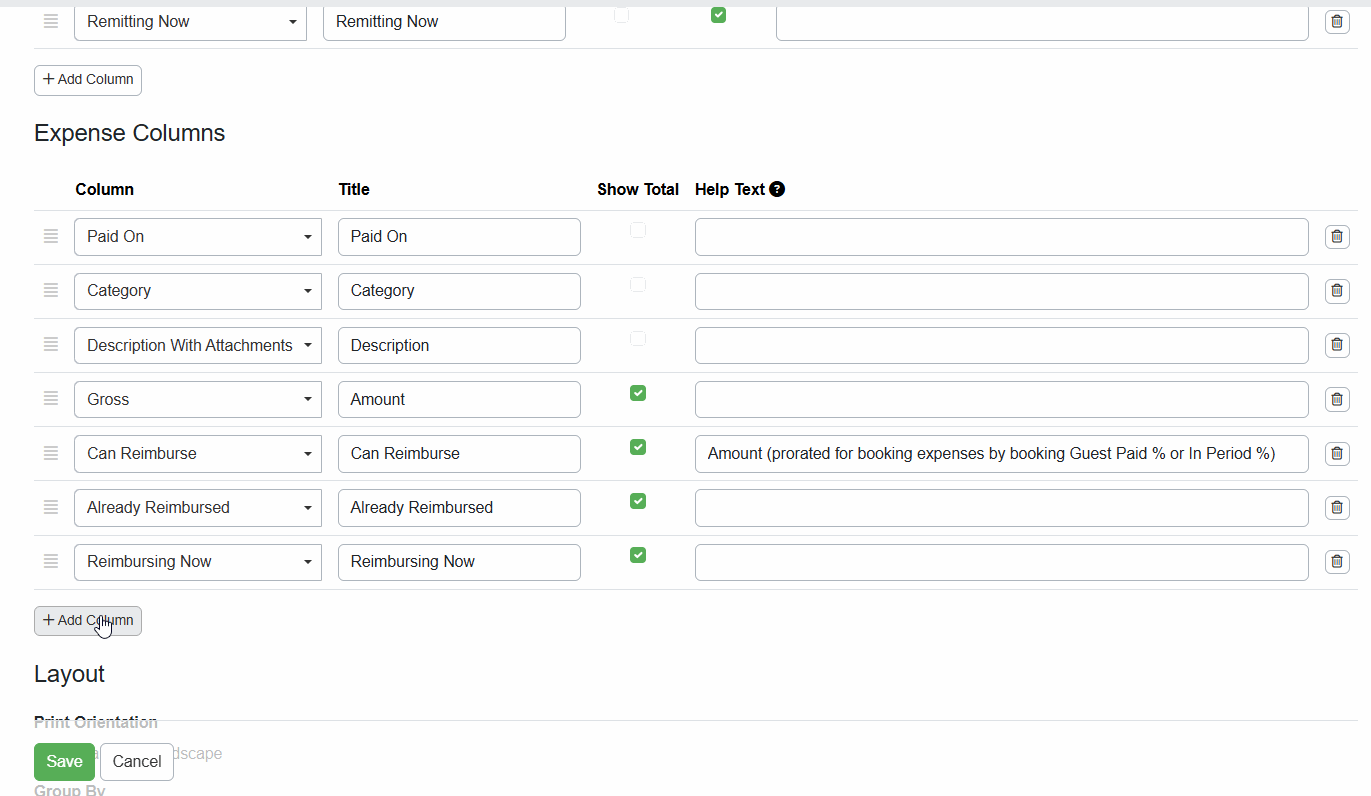 Add a vendor column to your statement view by navigating to&nbsp;PM > Settings > Statement Views > + Create View or clicking on an existing Statement View. In the Expense Columns section, click + Add Column > Vendor.