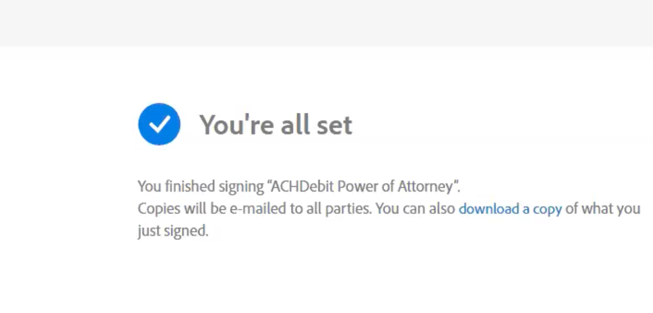 Avalara confirmation message