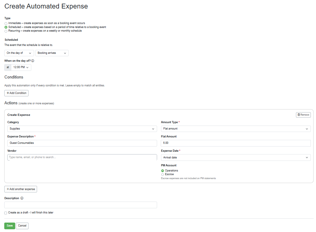 Do you want to automatically apply a supplies expense to each booking for items such as toilet paper, shampoo, and conditioner? Use the following settings to enable this.