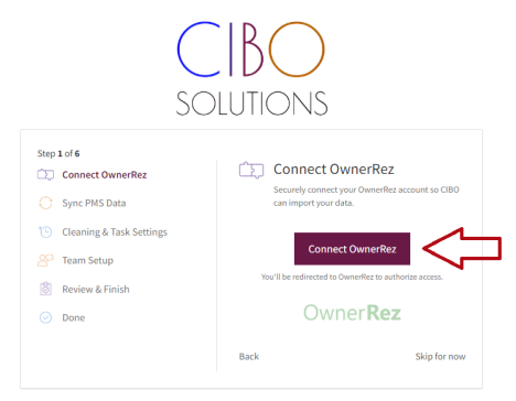 Click on the Connect OwnerRez button to grant access.