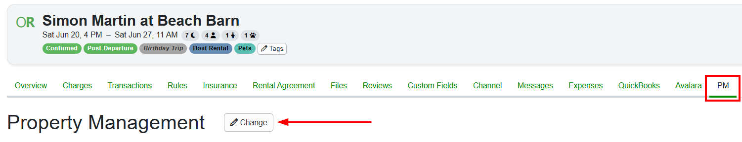 Navigate to the PM tab > and click on the&nbsp;Change button.