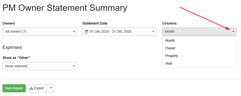 PM Owner Statement Summary example