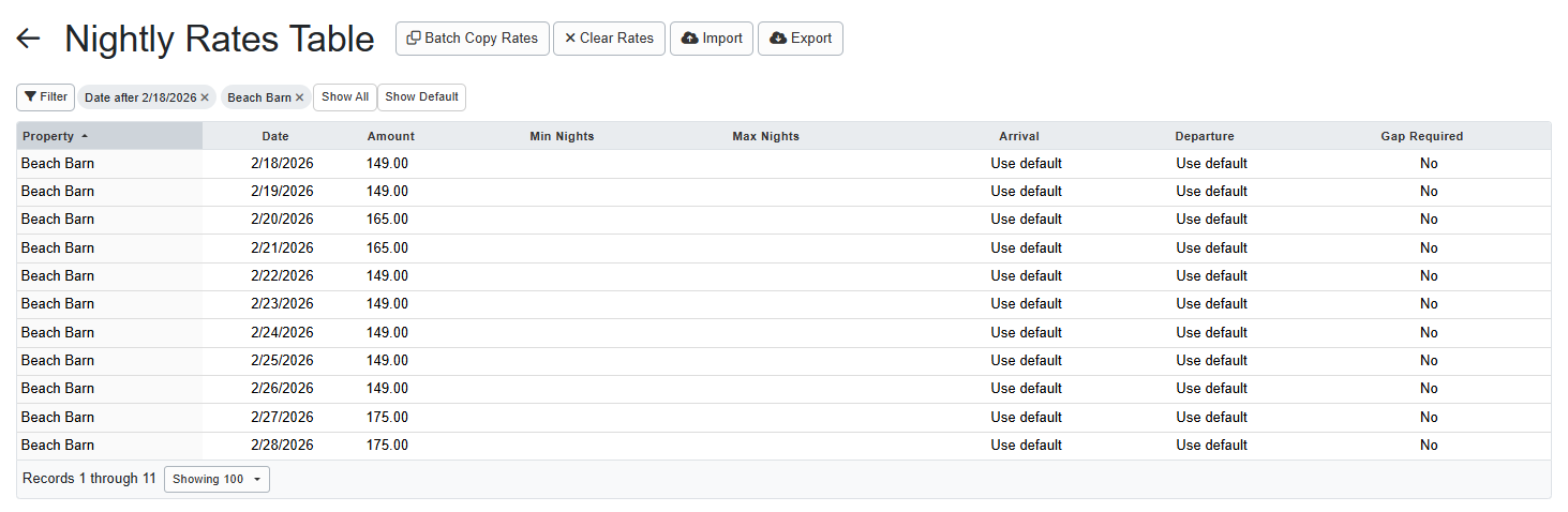 All the information and functionality from the former Spot Rates tab are still available in the Nightly Rates Table.
