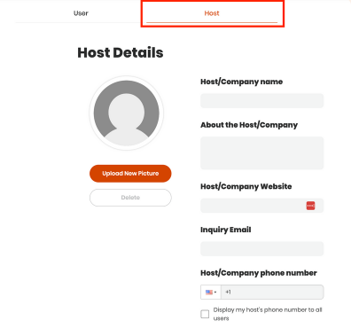 Complete your Host profile by adding your public host information in the host dashboard. These details will be visible to guests, helping you build trust and making it easier for travelers to reach you.